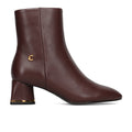 COCCINELLE: Dames-enkellaars C-Everyday in bordeaux leer met comfortabele hak
