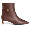 COCCINELLE: Damen-Stiefelette C-Look aus Bordeaux-Leder mit bequemem Stiletto-Absatz