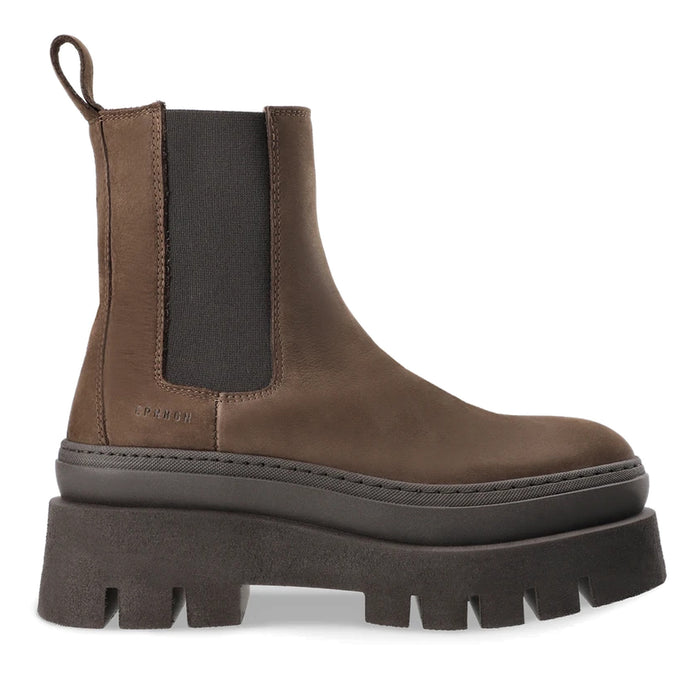 COPENHAGEN: Bottine chelsea femme CPH686 en nubuck marron chocolat à semelle épaisse