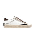 Crime London: Distressed City Herren-Sneakers aus weißem Leder und braunem Wildleder