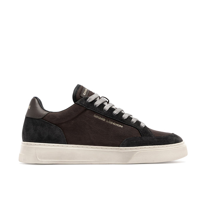 Crime London: Herren-Sneaker Eclipse aus Leder und Suede in Braun und Grau