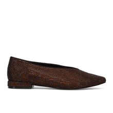 Rhinestone ballet flat dark brown