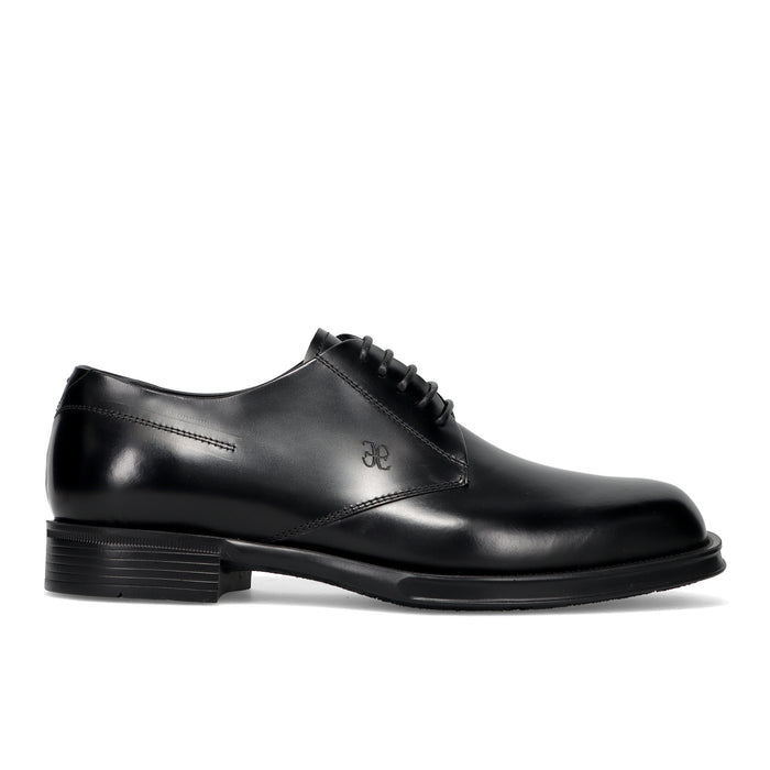 FABI: Chaussure derby élégante pour homme en cuir brossé noir