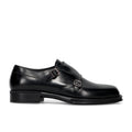 FABI: Chaussure élégante à double boucle pour homme en cuir brossé noir