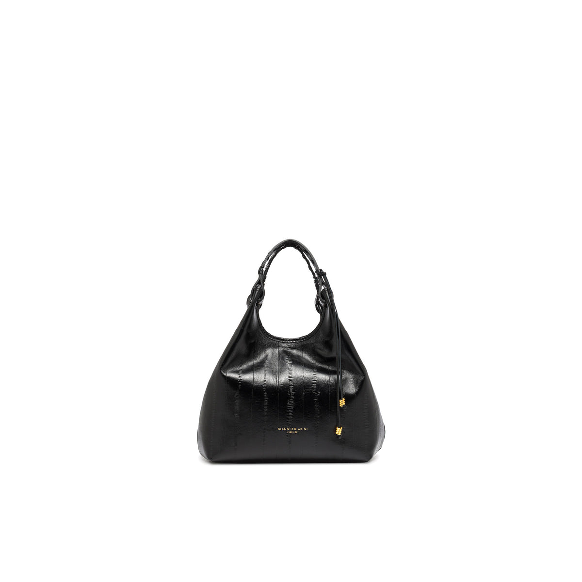 Gianni Chiarini: Damenhandtasche Dua medium aus Leder mit Aalprägung in Schwarz