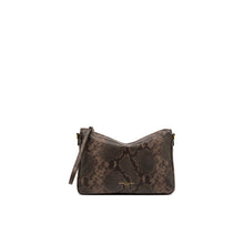 Nora Pouch Leder mit Python-Prägung Espressobraun