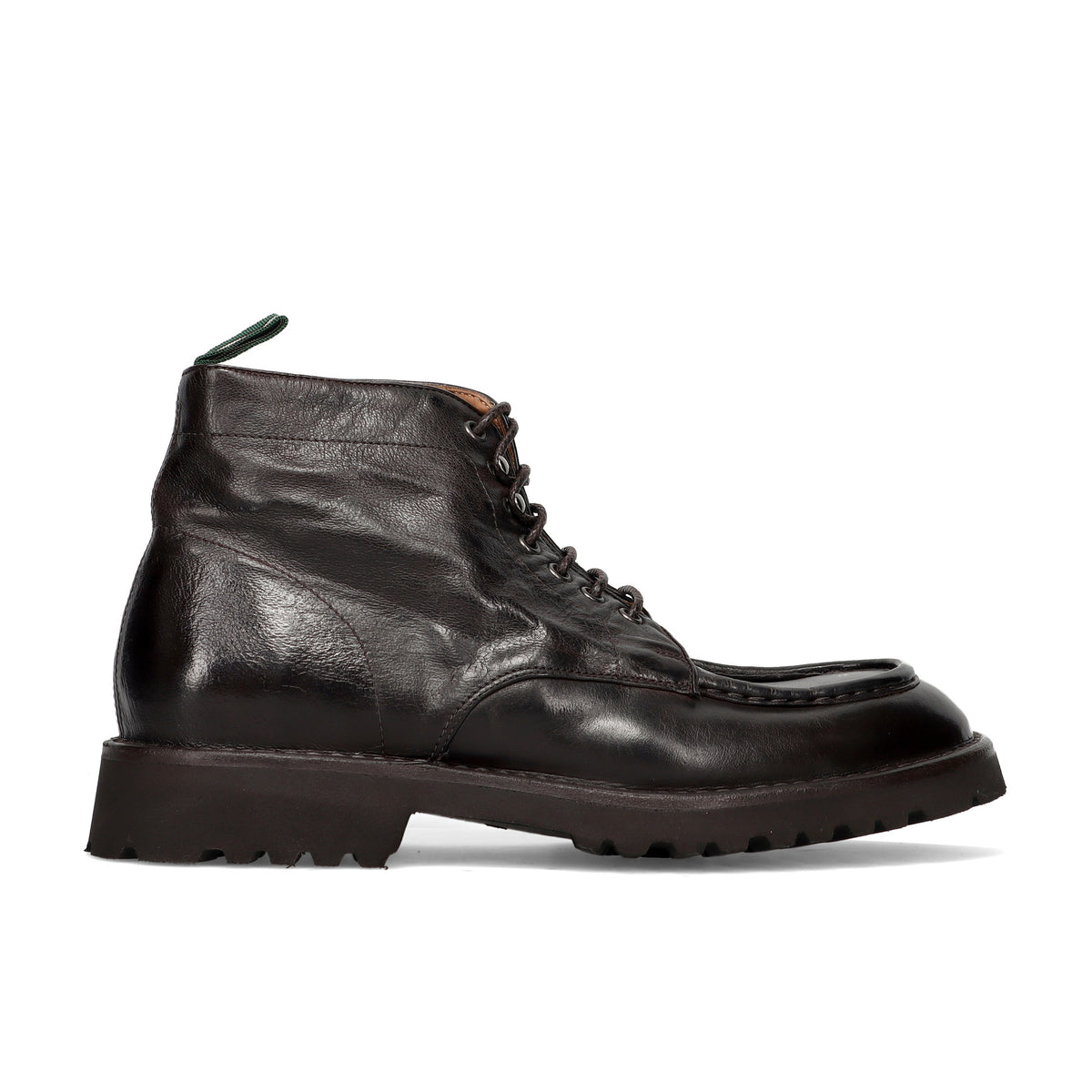 Green George: Men's high-top shoe in dark brown washed Maremma leather