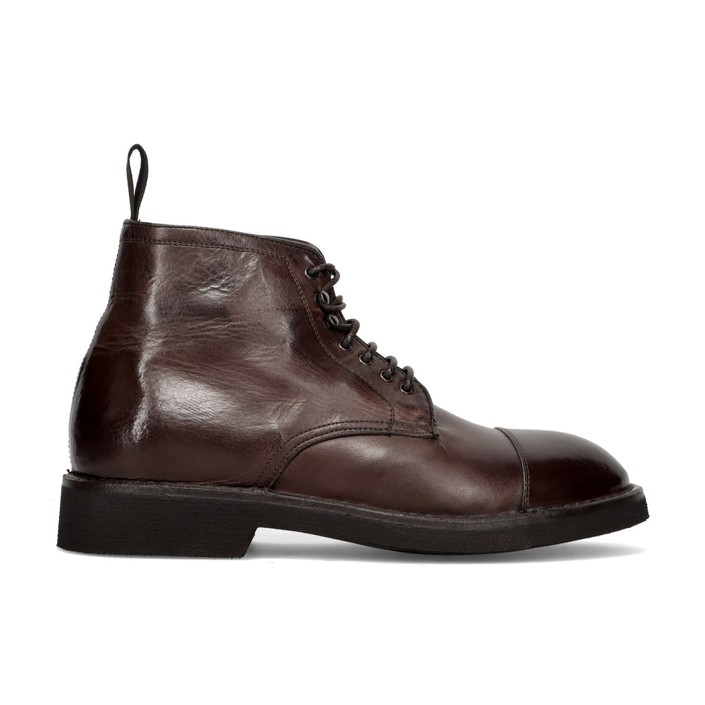 Green George: Chaussure mi-montante pour homme en cuir maremma marron délavé, riche, avec semelle en caoutchouc