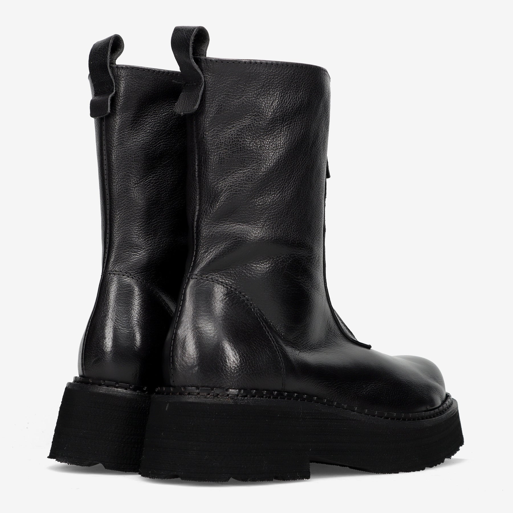 History541 Biker boots black leather front zip – SANGIORGIO