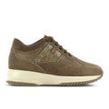 Hogan: Sneakers femme Interactive en daim hydrofuge vert avec H en strass
