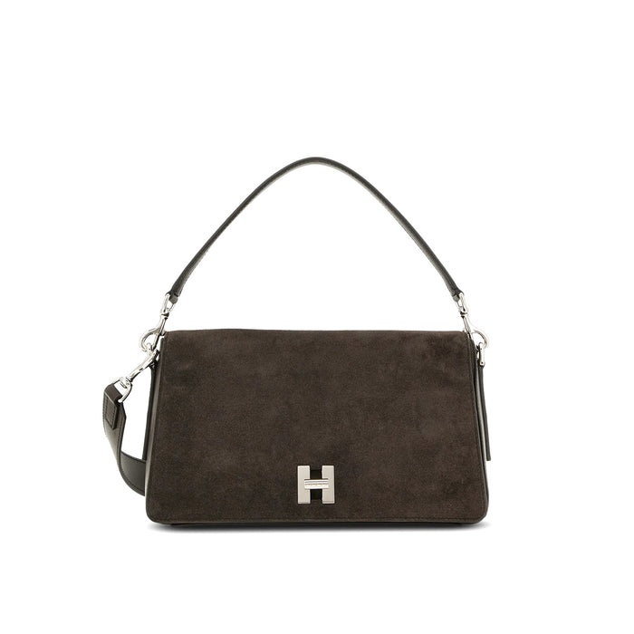 Hogan: Flap H-Turn Tasche aus Wildleder in Braun