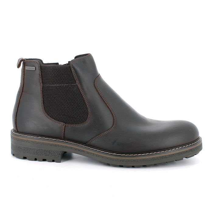 IGI&CO: Men's ankle boots in dark brown leather with GORE-TEX® lining, zip and elastic insert