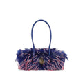 Kurt Geiger: Sloane EastWest schoudertas in blauw en roze imitatiebont