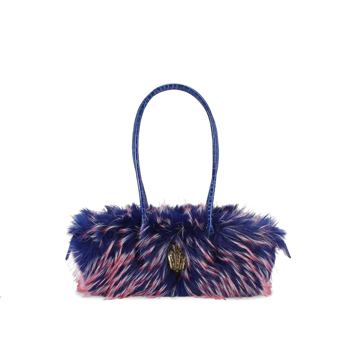 Kurt Geiger: Bolso de hombro Sloane EastWest en piel ecológica azul y rosa