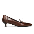 L'ARIANNA: Elegant women's loafer in soft brown leather with a low spool heel