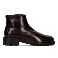 Espresso Nappa Leather Ankle Boot with Lamb Fur