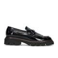 LUCA GROSSI: Women's shoe in black and brown patent leather with fringe and rubber sole