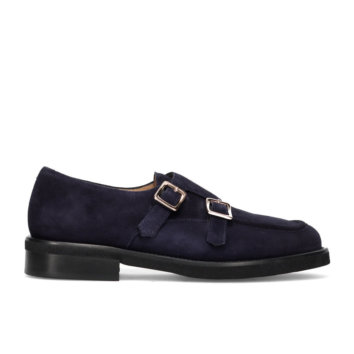 LUCA GROSSI: Chaussure double boucle pour femme en cuir daim hydrofuge avec semelle en gomme