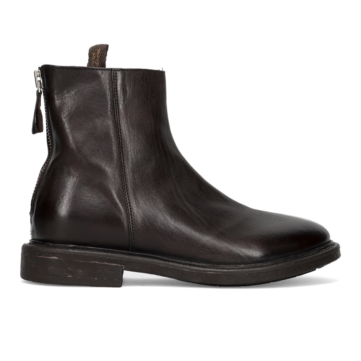 MOMA: Herren-Stiefelette Bristol aus Vintage-Leder in Dunkelbraun mit Reißverschluss hinten
