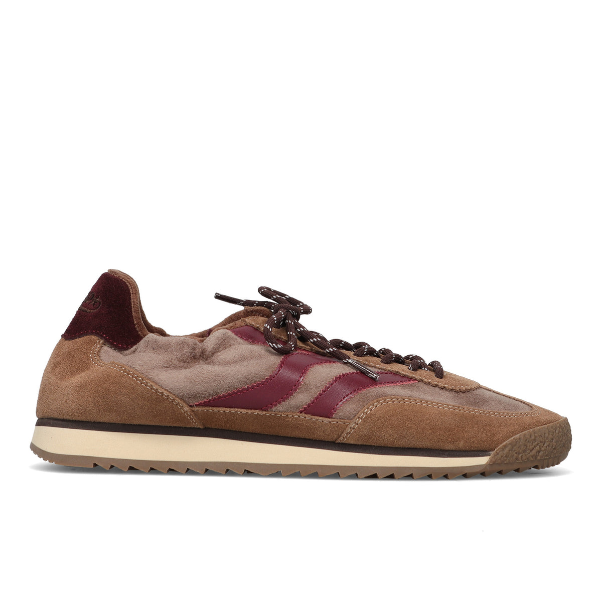 MRP Star: Zapatillas para hombre modelo Utah en ante marrón y velour topo con detalles burdeos