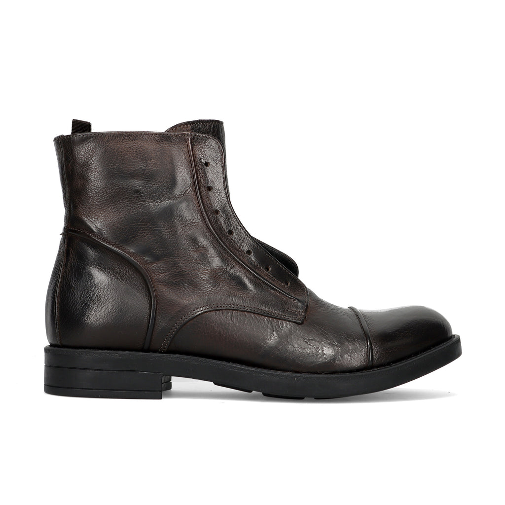 PAWELKS: Bottine homme Brushed Walker brun foncé en cuir souple vieilli
