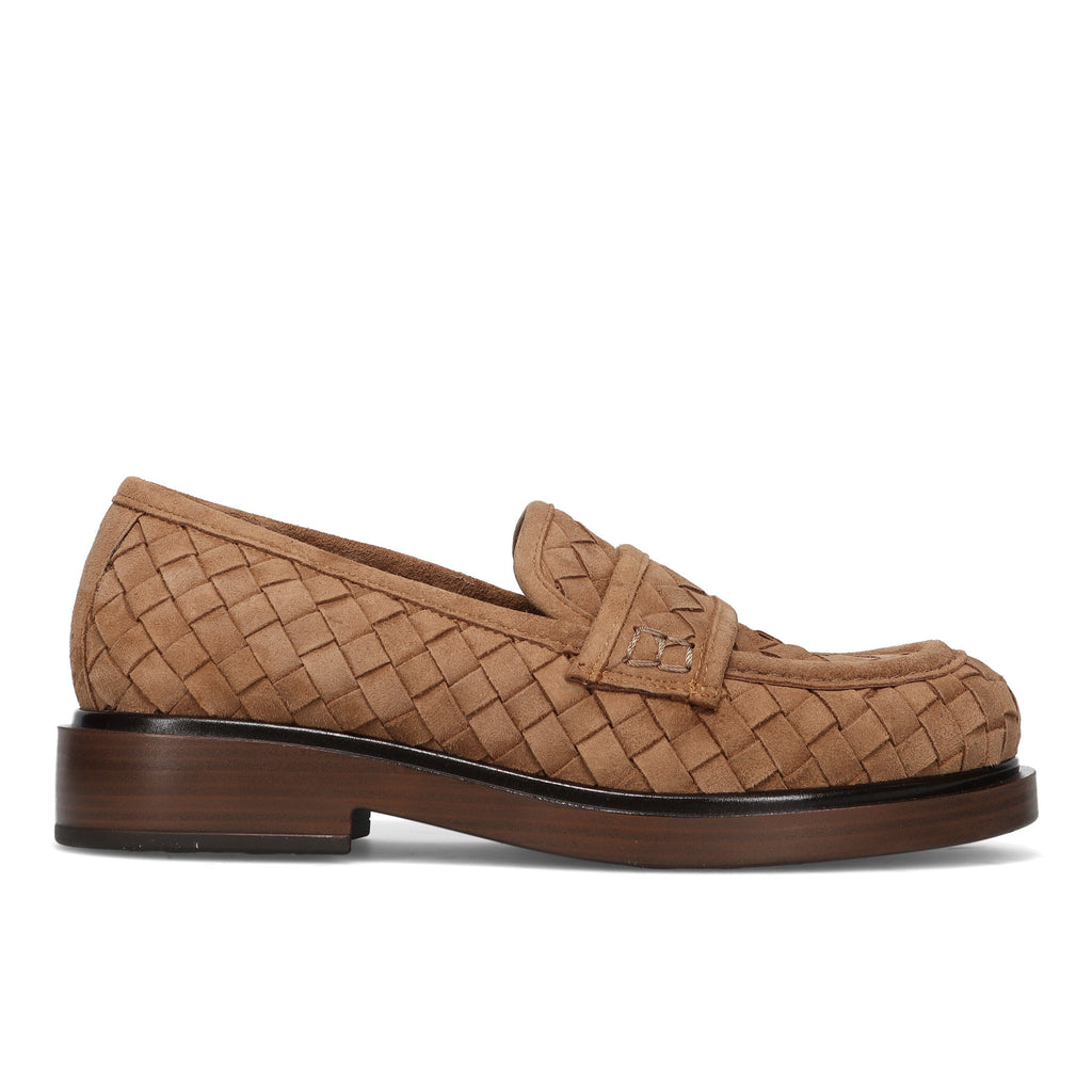 PONS QUINTANA: Mocassin femme Seline en daim marron clair