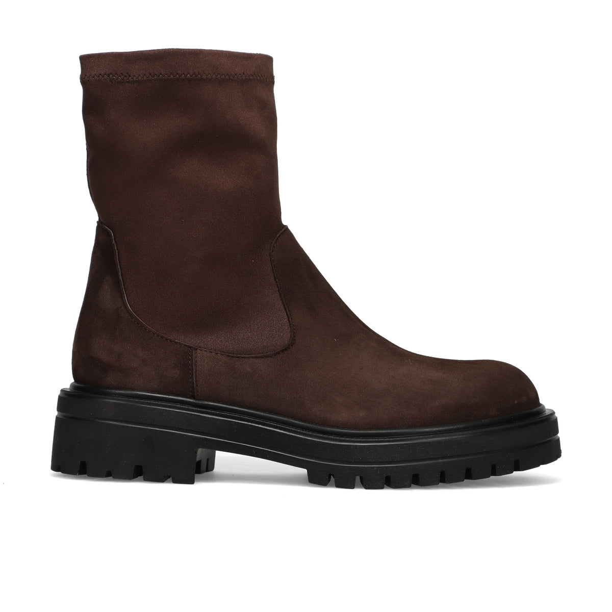 SANGIORGIO: Damen-Stiefelette aus wasserabweisendem, braunem Wildleder mit elastischem Schaft