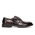 SANGIORGIO: Chaussure artisanale à lacets derby pour homme en cuir abrasé bordeaux