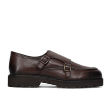 Double monk strap piel marrón