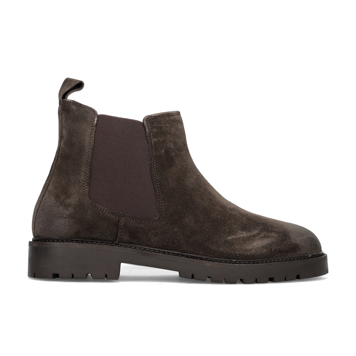 SANGIORGIO: Men's chelsea boot in water-repellent dark brown suede
