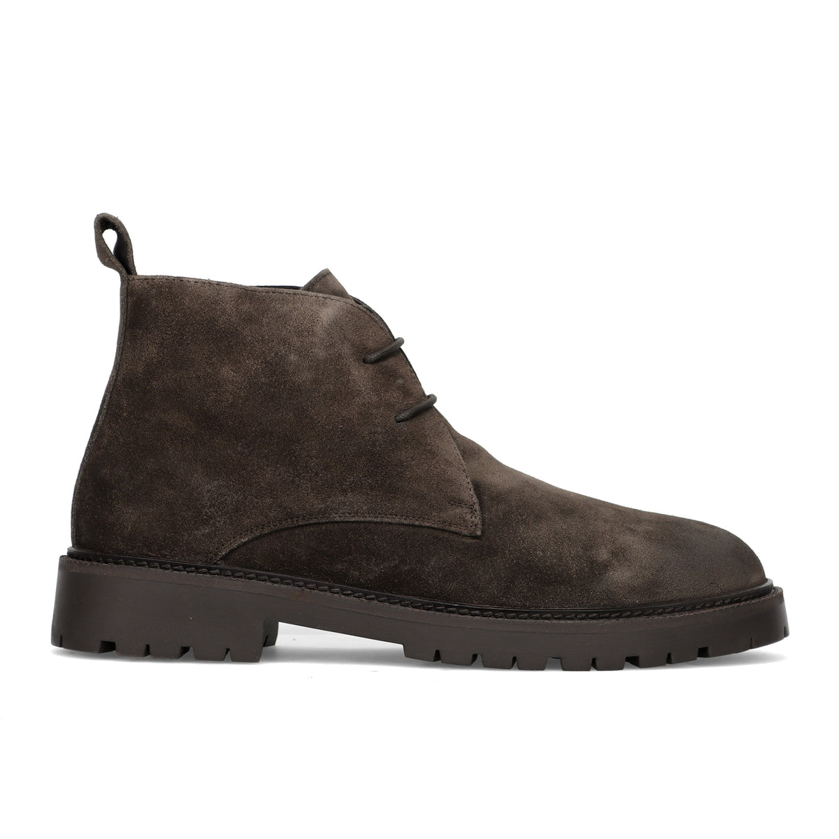 SANGIORGIO: Botín chukka con cordones para hombre en ante impermeable marrón oscuro