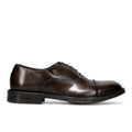 SANGIORGIO: Handcrafted men's oxford shoe in brown abraded leather