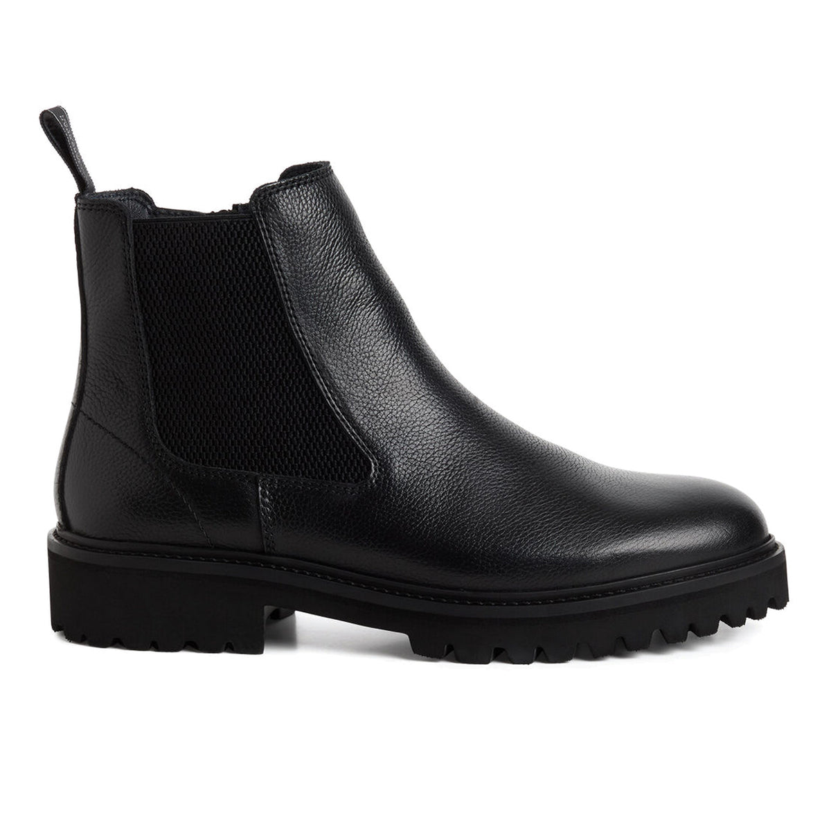 TAMARIS: Men's ankle boot in black hammered leather with side zip and rubber sole