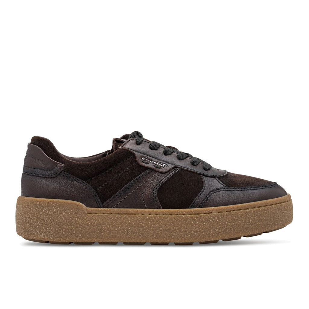 TAMARIS: Sneakers de mujer en piel y ante marrón oscuro