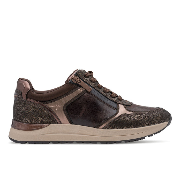 TAMARIS: Casual-Schuh für Damen aus Kunstleder in Braun und Bronze mit seitlichem Reißverschluss