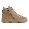 TAMARIS: Women's high top sneaker in beige leather with side zip