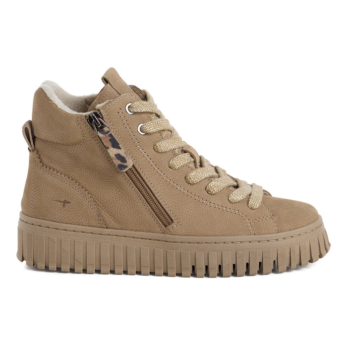 TAMARIS: High-Top-Sneaker für Damen aus Leder in Beige mit seitlichem Reißverschluss