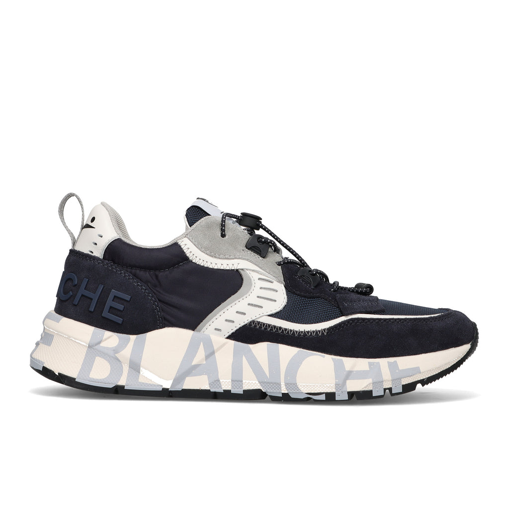 Voile Blanche: Men's Club 01 North Sails sneaker in blue suede and technical fabric