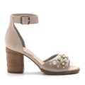 Dei Colli leather sandal with strap and gems