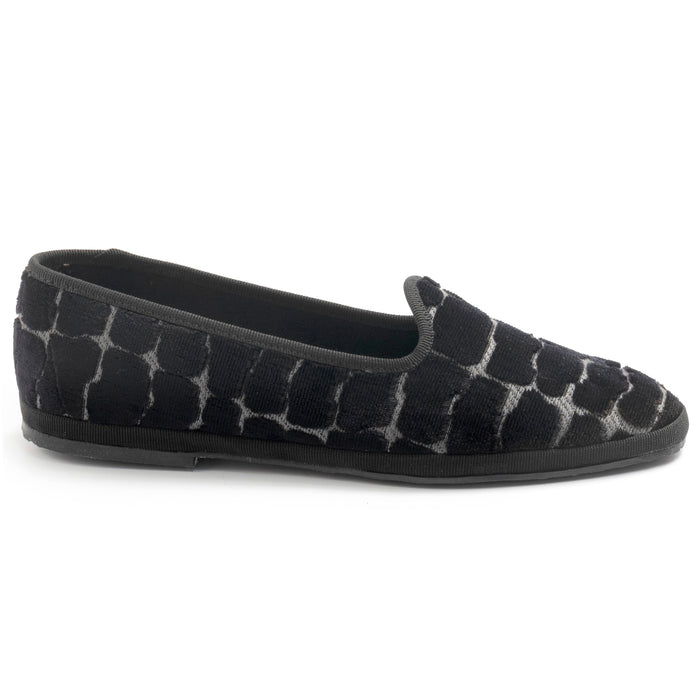 Cristina di Milano black embossed velvet Friulane shoes