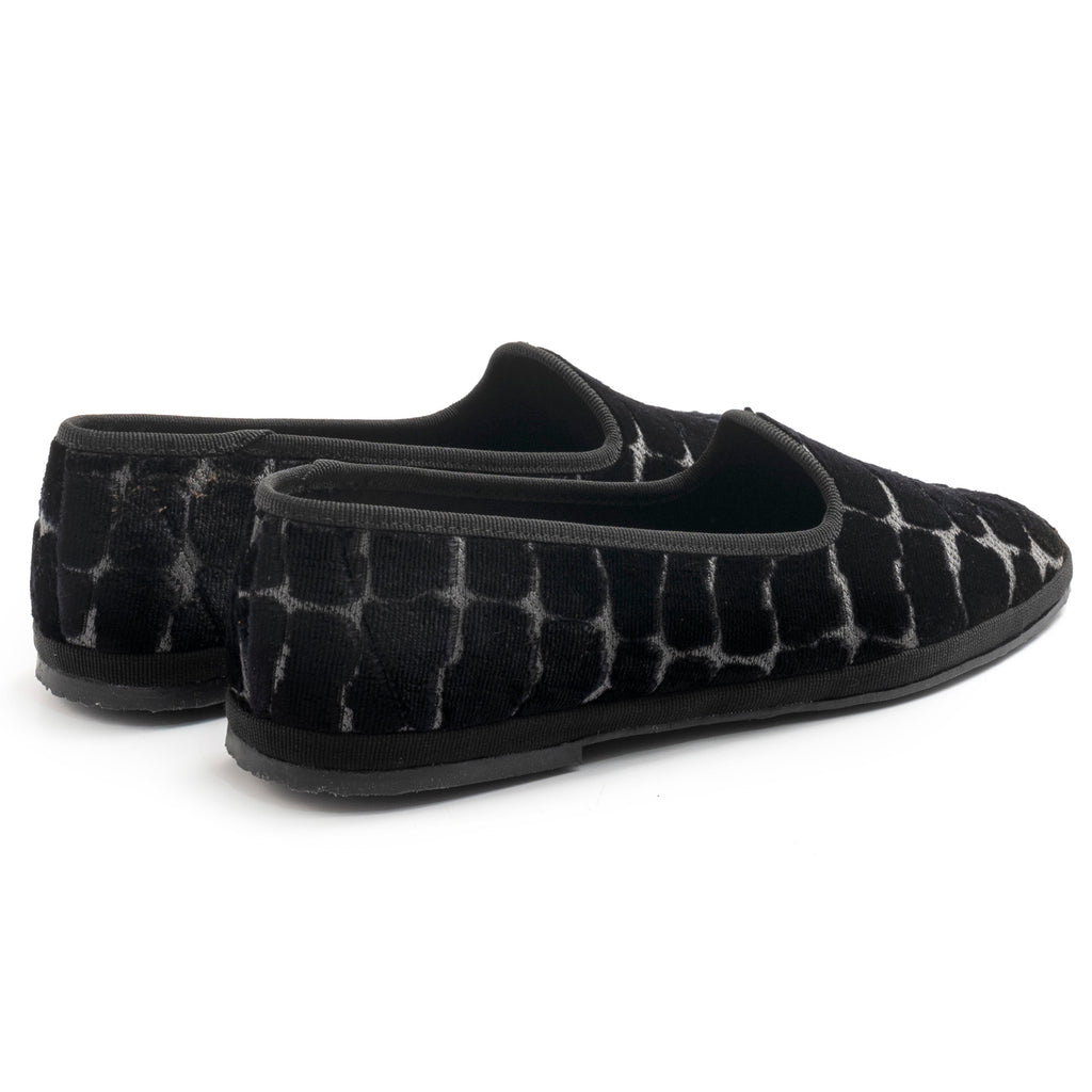 Cristina di Milano black embossed velvet Friulane shoes