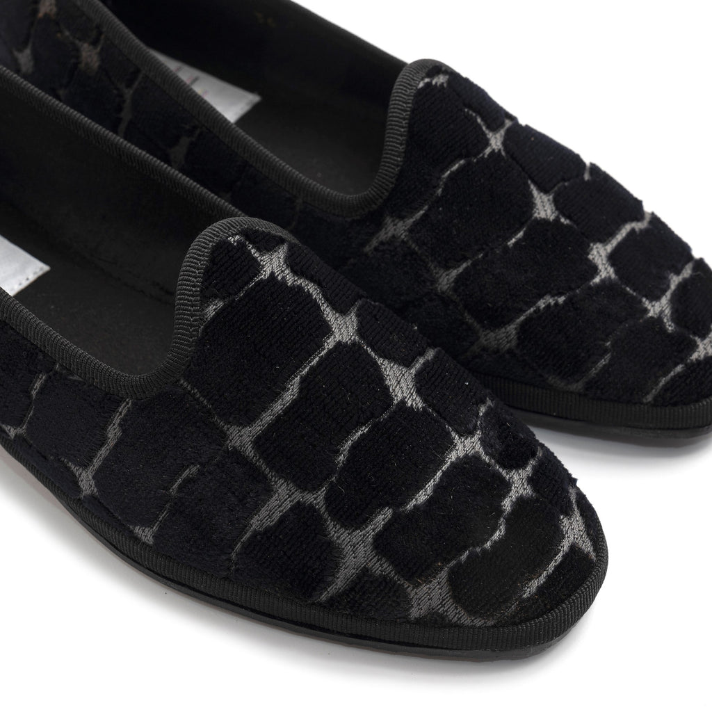 Cristina di Milano black embossed velvet Friulane shoes