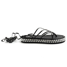 Cecile black gladiator thong sandal with studs