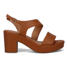 Women's Sangiorgio sandal in tan leather with mid heel