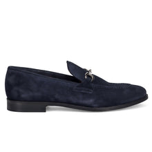 Men's Sangiorgio moccasin in blue suede with bit
