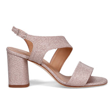 Sangiorgio sandals in shiny pink fabric with medium heel