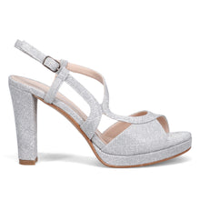 Sangiorgio platform sandal in sparkling silver fabric