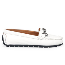 Women's moccasins Sangiorgio in white leather with removable insole
