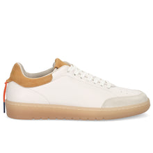 Zapatilla deportiva de mujer Barracuda Guga en piel blanca y amarillo mostaza