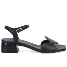 Damensandalette Claudia Peruzzini aus schwarzem Leder mit bequemem Absatz